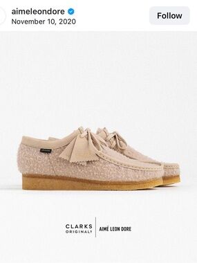 Aime Leon Dore Beige Suede Shearling Wallabee Loafers